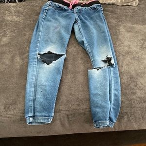 Blue ripped jeans